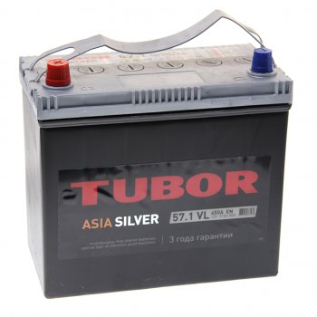 8 399 р. Аккумулятор TUBOR Asia Silver 57Ач TUBOR 6ст57(1) b24r  с доставкой в г. Керчь. Увеличить фотографию 1