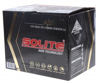 21 749 р. Аккумулятор SOLITE AGM 60Ач обратная полярность SOLITE 6ст60(0) agm60l  с доставкой в г. Керчь. Увеличить фотографию 3