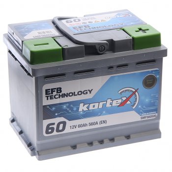 13 499 р. Аккумулятор KORTEX EFB 60Ач обратная полярность KORTEX 6ст60(0) smf560500  с доставкой в г. Керчь. Увеличить фотографию 1