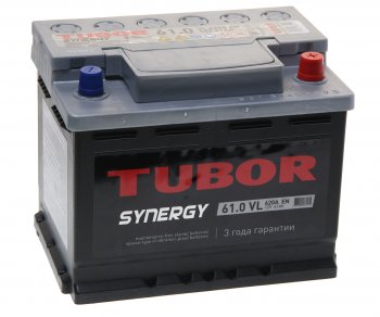10 199 р. Аккумулятор TUBOR Synergy 61Ач обратная полярность TUBOR 6ст61(0)  с доставкой в г. Керчь. Увеличить фотографию 1