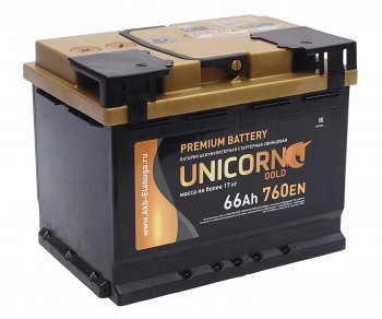 10 649 р. Аккумулятор UNICORN Gold 66Ач обратная полярность UNICORN 6ст66(0)  с доставкой в г. Керчь. Увеличить фотографию 1