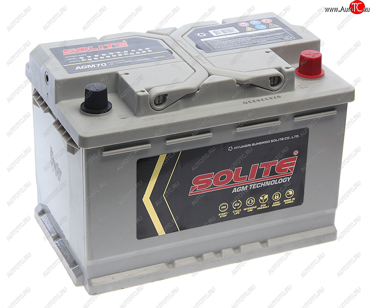 25 499 р. Аккумулятор SOLITE AGM 70Ач обратная полярность SOLITE 6ст70(0) agm70l  с доставкой в г. Керчь