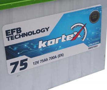 13 999 р. Аккумулятор KORTEX EFB ASIA 75Ач обратная полярность KORTEX 6ст75(0) smf570501 (d26)  с доставкой в г. Керчь. Увеличить фотографию 2