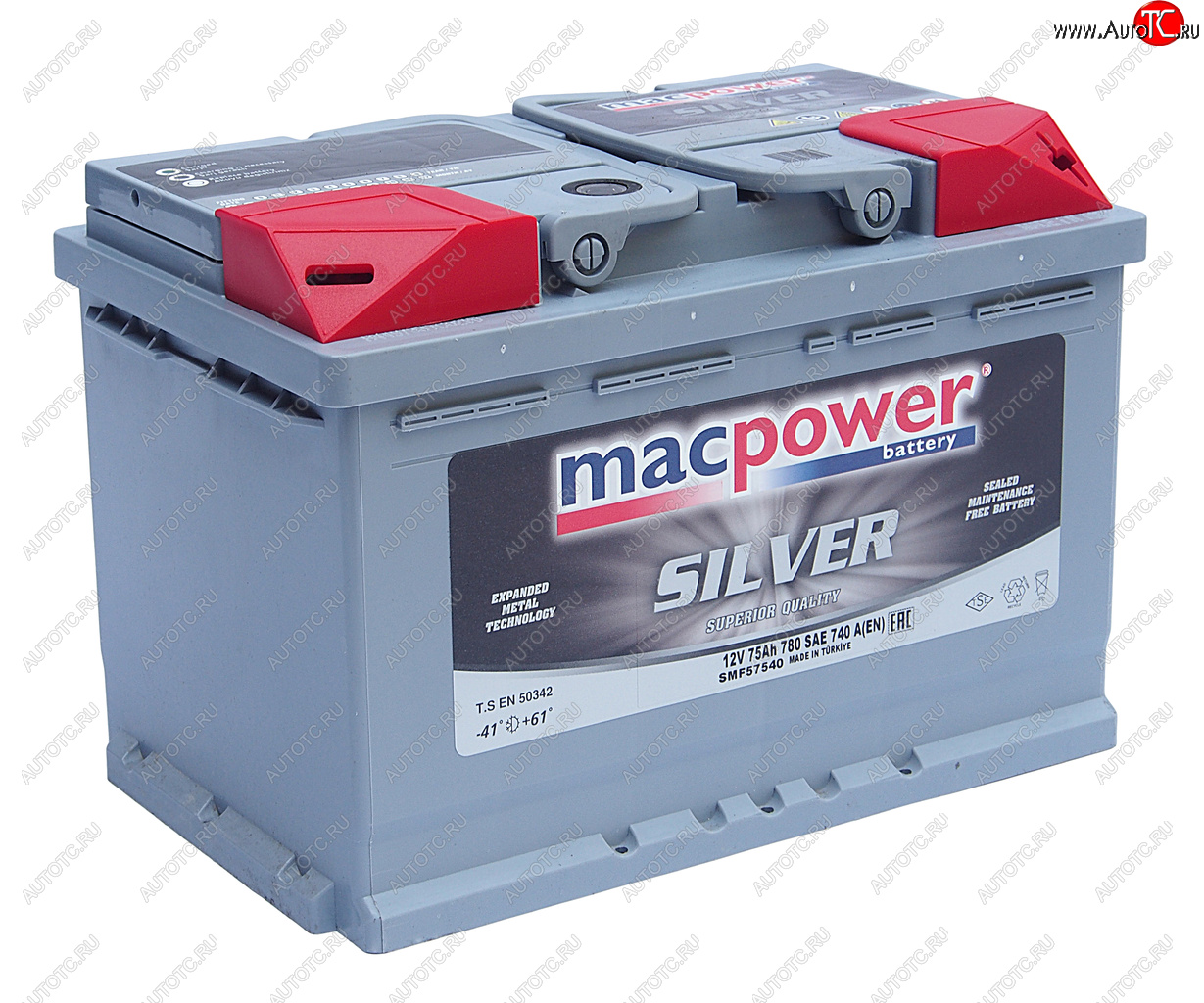 12 899 р. Аккумулятор MACPOWER 75Ач обратная полярность MACPOWER 6ст75(0) smf57540  с доставкой в г. Керчь