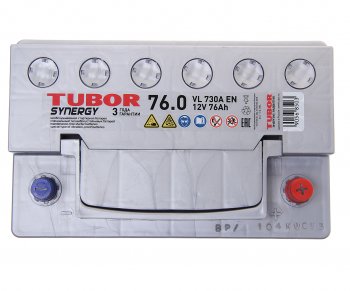 12 549 р. Аккумулятор TUBOR Synergy 76Ач обратная полярность TUBOR 6ст76(0)  с доставкой в г. Керчь. Увеличить фотографию 2