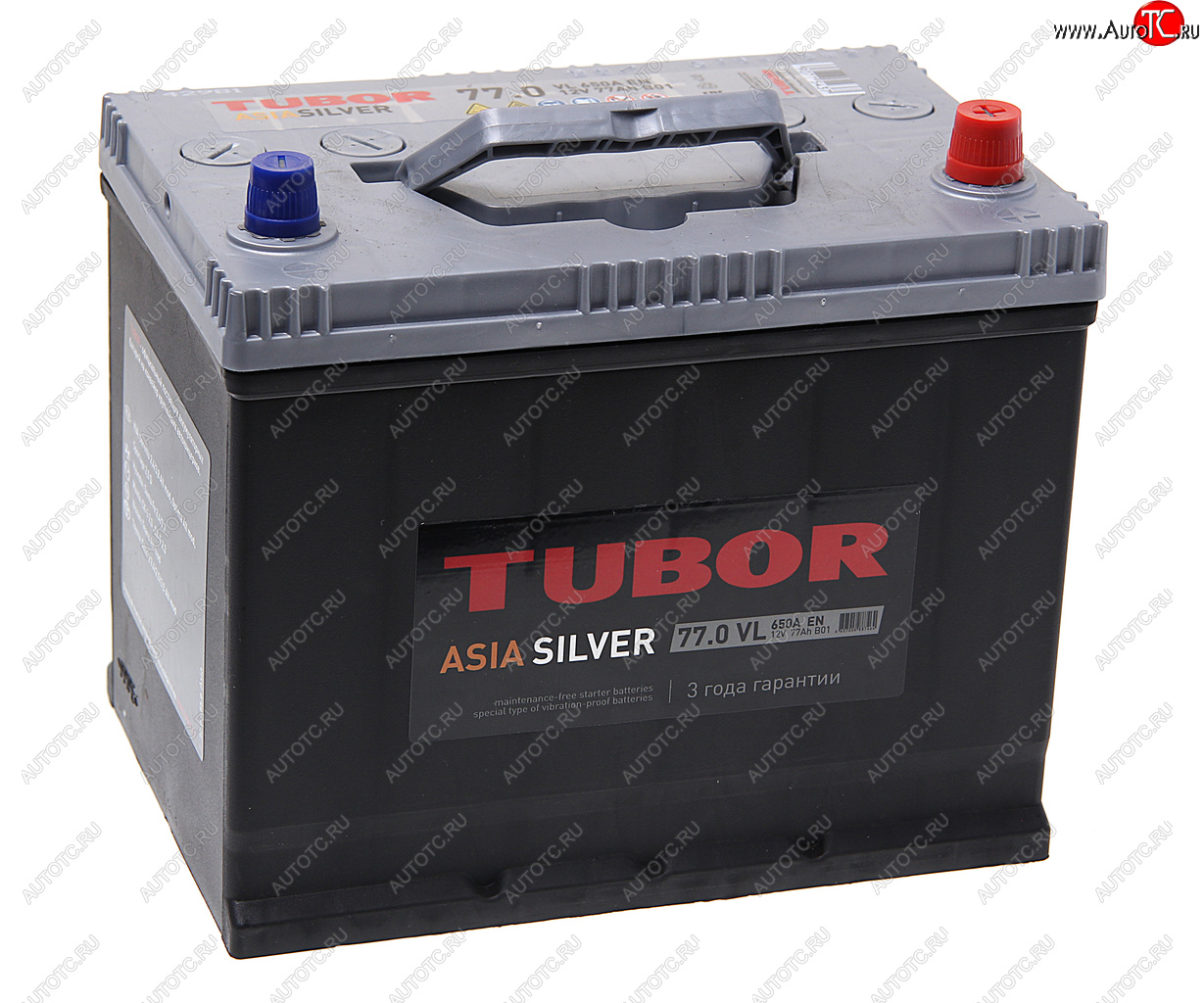 12 499 р. Аккумулятор TUBOR Asia Silver 77Ач обратная полярность TUBOR 6ст77(0) d26l  с доставкой в г. Керчь