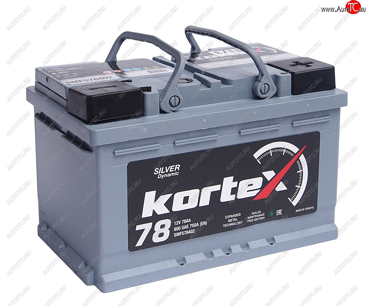13 599 р. Аккумулятор KORTEX SILVER Dynamic 78Ач обратная полярность, низкий KORTEX 6ст78(0) smf578402  с доставкой в г. Керчь