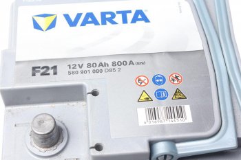 32 749 р. Аккумулятор VARTA Silver Dynamic AGM 80Ач обратная полярность VARTA 6ст80(0) f21 (a6)  с доставкой в г. Керчь. Увеличить фотографию 2