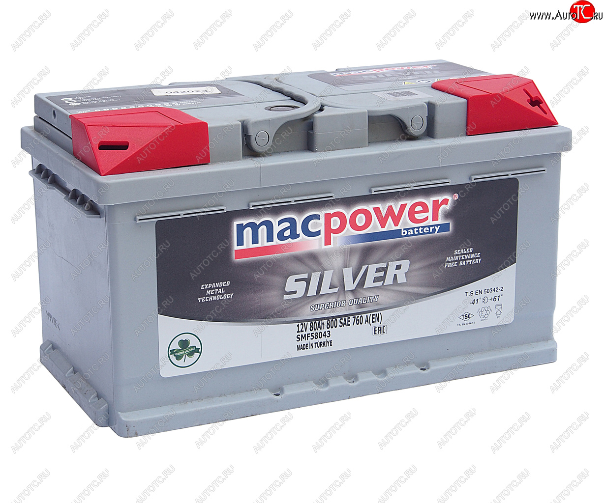 14 299 р. Аккумулятор MACPOWER 80Ач обратная полярность,низкий MACPOWER 6ст80(0) smf58827(58043)  с доставкой в г. Керчь