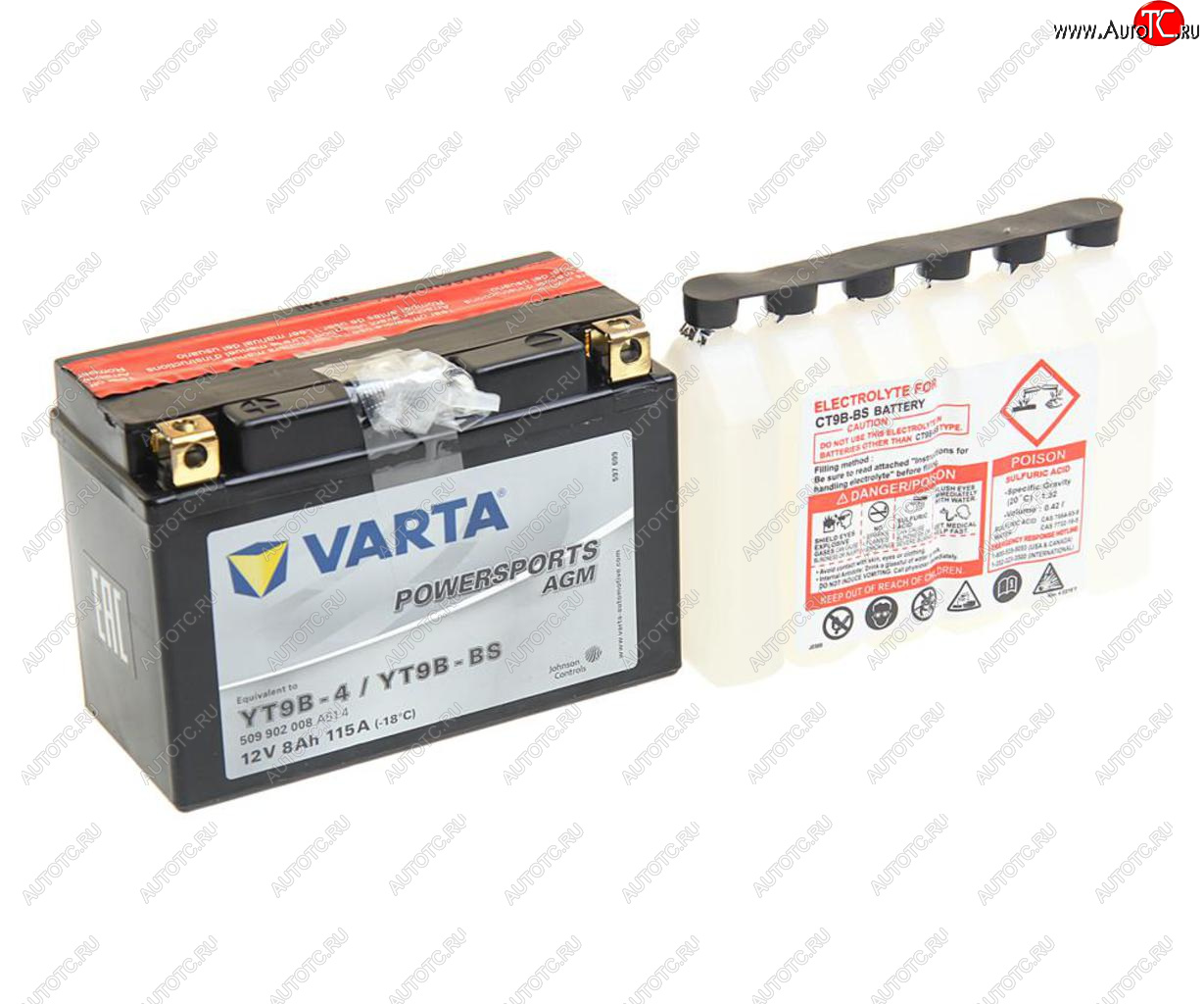 5 249 р. Аккумулятор VARTA MOTO AGM 8Ач VARTA 6ст8 509 902 008 (yt9b-4(bs))  с доставкой в г. Керчь