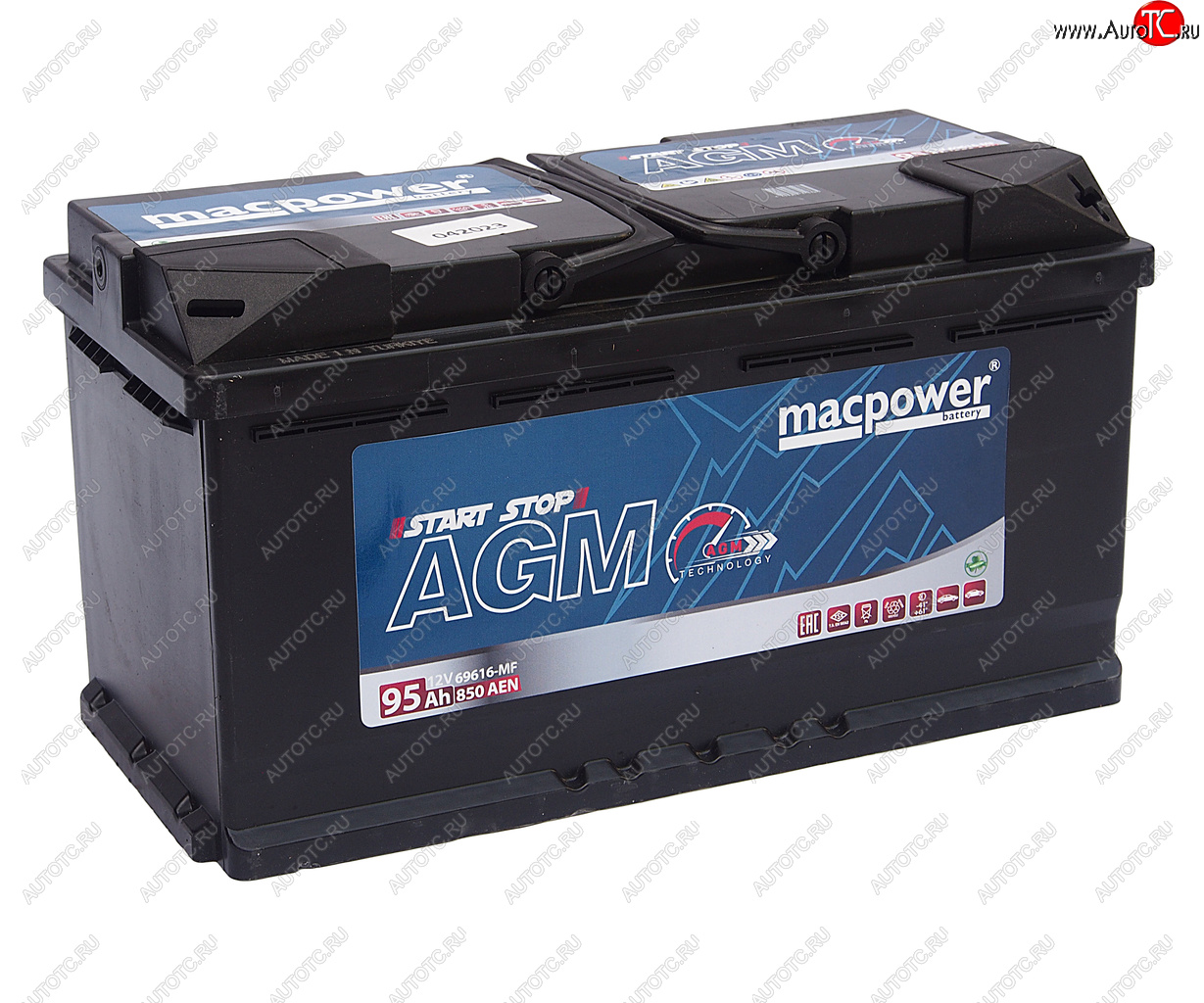 28 949 р. Аккумулятор MACPOWER AGM 95Ач обратная полярность MACPOWER 6ст95(0) 95agm69616  с доставкой в г. Керчь