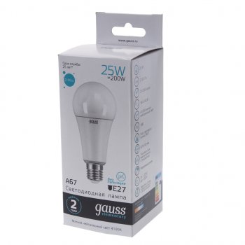 419 р. Лампа светодиодная E27 A67 25W (200W) 220V теплый GAUSS GAUSS 73225  с доставкой в г. Керчь. Увеличить фотографию 3