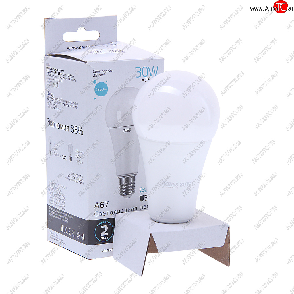 469 р. Лампа светодиодная E27 A67 30W (250W) 220V теплый GAUSS GAUSS 73229  с доставкой в г. Керчь