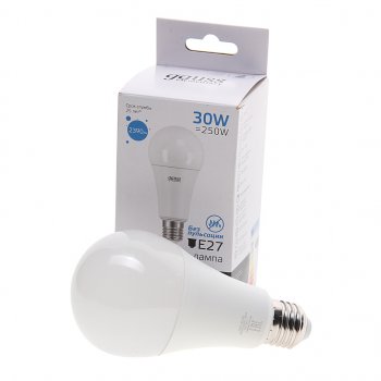 339 р. Лампа светодиодная E27 A67 30W(250W) 220V холодный GAUSS GAUSS 73239  с доставкой в г. Керчь. Увеличить фотографию 1