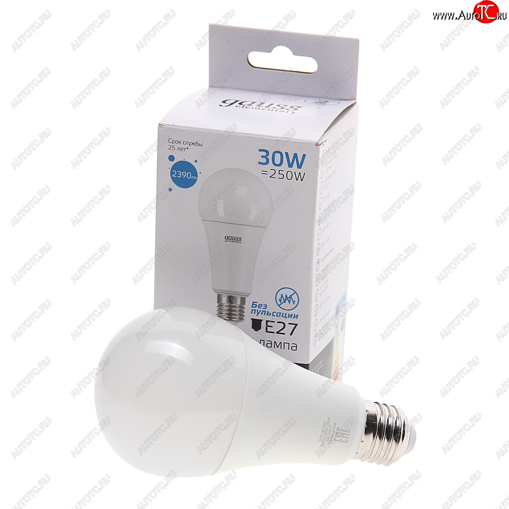 339 р. Лампа светодиодная E27 A67 30W(250W) 220V холодный GAUSS GAUSS 73239  с доставкой в г. Керчь