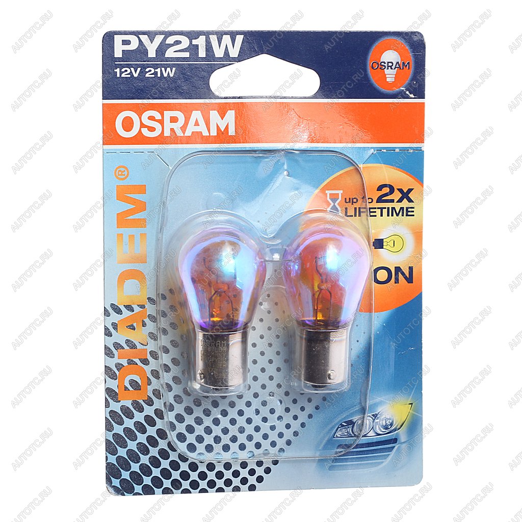 1 159 р. Лампа 12V PY21W BAU15s желтая блистер (2шт.) Diadem OSRAM OSRAM 7507lda-02b  с доставкой в г. Керчь