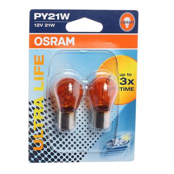 449 р. Лампа 12V PY21W BAU15s желтая блистер (2шт.) Ultra Life OSRAM OSRAM 7507ult-02b  с доставкой в г. Керчь. Увеличить фотографию 1