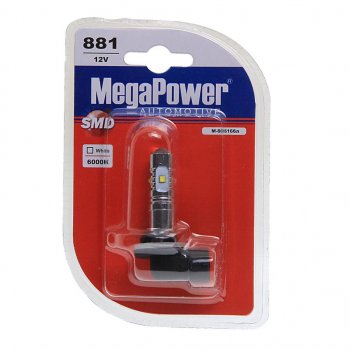 389 р. Лампа светодиодная 12V H27W1 PG13 6000K 5 светодиодов блистер (1шт.) MEGAPOWER MEGAPOWER-AUTOMOTIVE 80616бл  с доставкой в г. Керчь. Увеличить фотографию 1