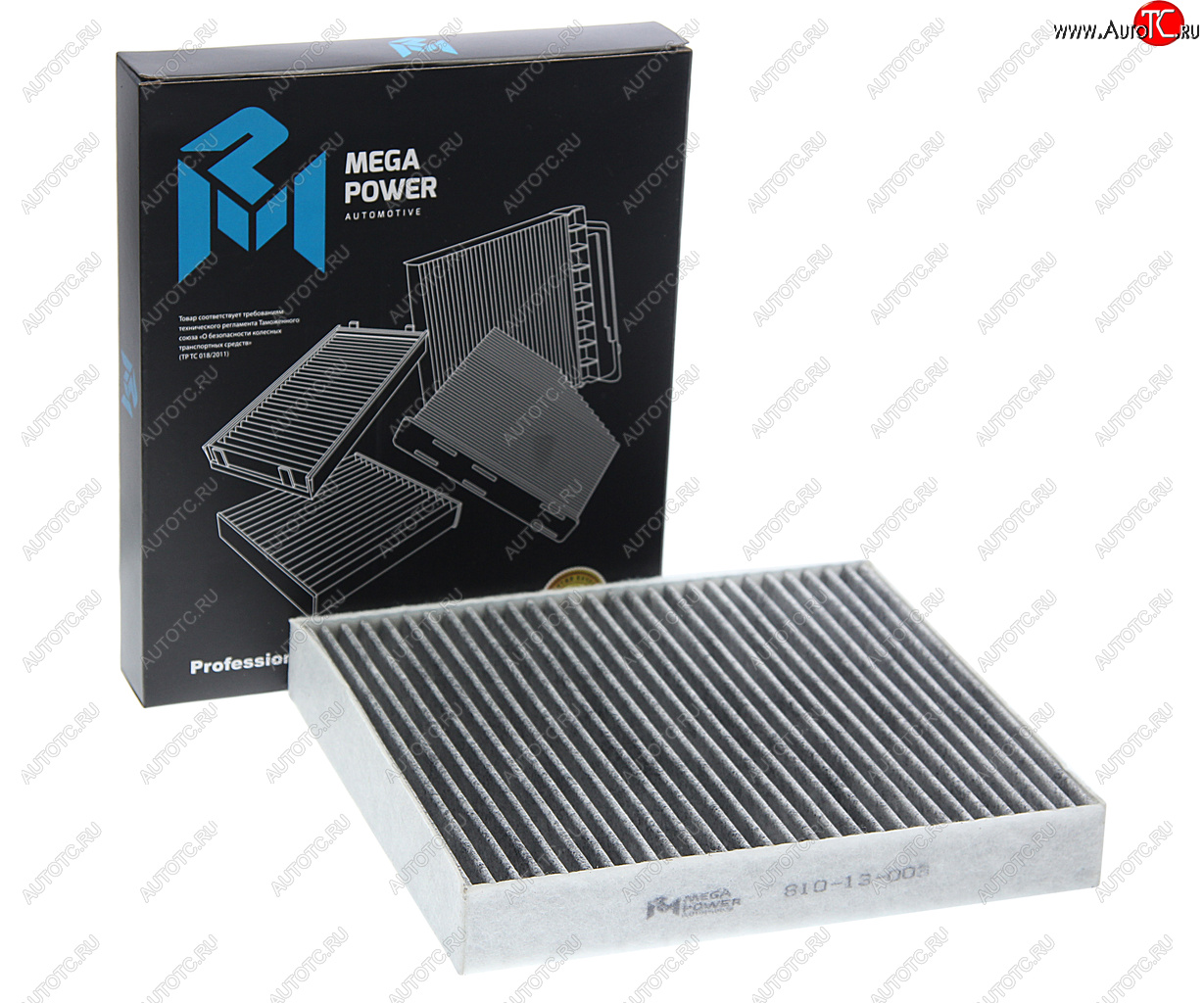 349 р. Фильтр воздушный салона FORD C-Max,Mondeo 4,S-Max VOLVO C30,S40 угольный MEGAPOWER MEGAPOWER 810-14-003  с доставкой в г. Керчь