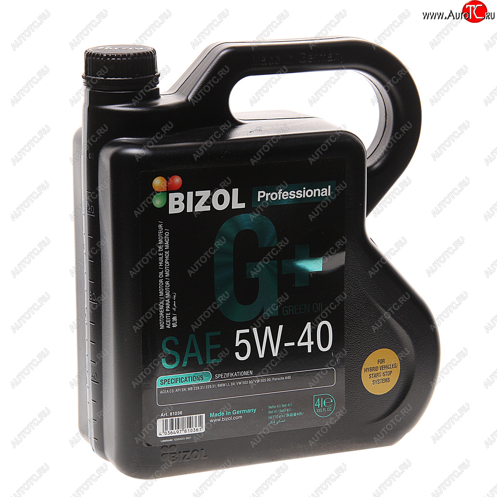 5 299 р. Масло моторное GREEN Oil+ 5W40 синт.4л BIZOL BIZOL 81036 BIZOL 81036  с доставкой в г. Керчь
