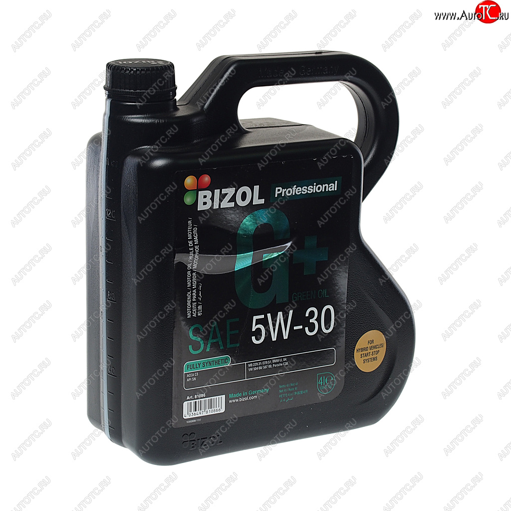 4 799 р. Масло моторное GREEN Oil+ 5W30 синт.4л BIZOL BIZOL 81086  с доставкой в г. Керчь