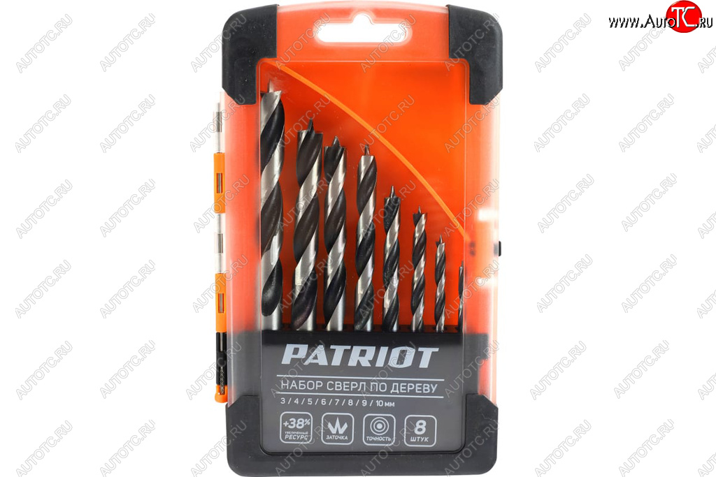 849 р. Набор сверл по дереву 4.0-10.0мм (8шт.) PATRIOT PATRIOT 815010103  с доставкой в г. Керчь