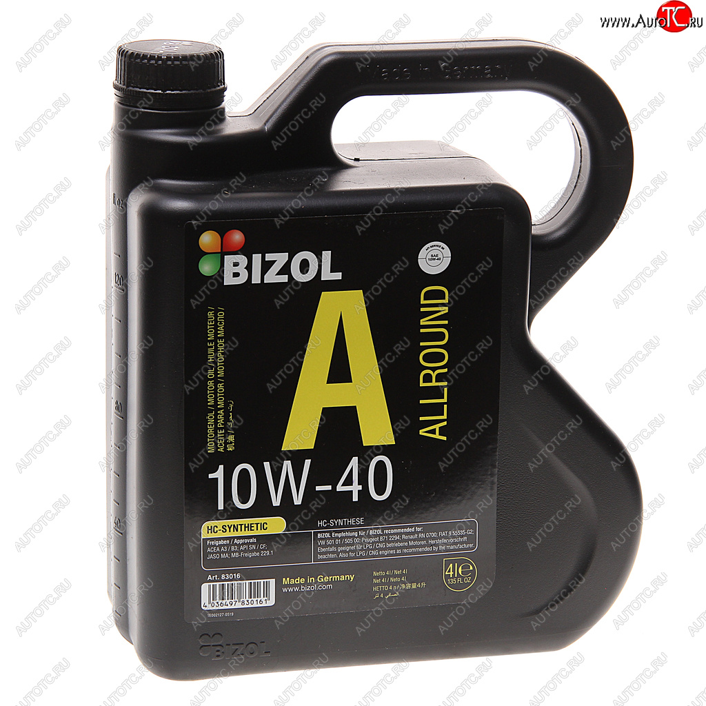 3 599 р. Масло моторное ALLROUND 10W40 п/синт.4л BIZOL BIZOL 83016 BIZOL 83016  с доставкой в г. Керчь
