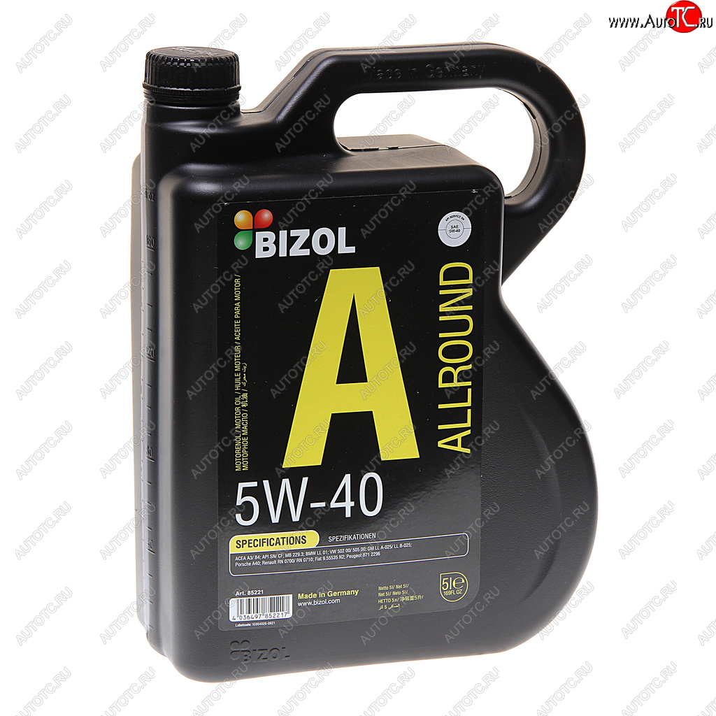 5 399 р. Масло моторное ALLROUND 5W40 синт.5л BIZOL BIZOL 85221  с доставкой в г. Керчь