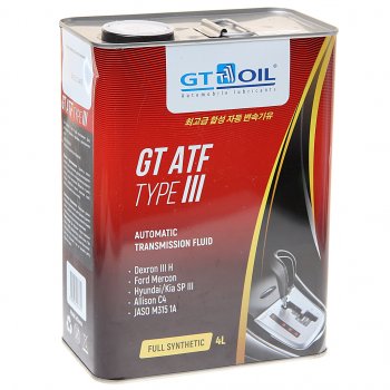 3 699 р. Масло трансмиссионное GT ATF TYPE III 4л GT OIL GT OIL 8809059407615  с доставкой в г. Керчь. Увеличить фотографию 1