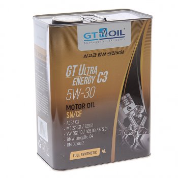 4 999 р. Масло моторное GT Ultra Energy C3  5W30 синт.4л GT OIL GT OIL 8809059407936  с доставкой в г. Керчь. Увеличить фотографию 1