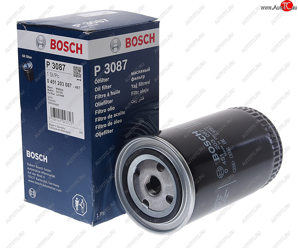 1 099 р. Фильтр масляный VW T4 (90-03),LT28-55 (-96) (DTDI) BOSCH BOSCH 0451203087  с доставкой в г. Керчь