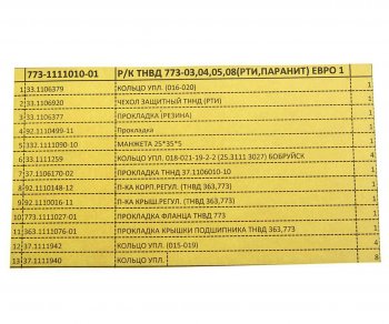 759 р. Ремкомплект МТЗ ТНВД 773 (14 наимен.) РД РУССКИЙ ДВИГАТЕЛЬ 773-1111010-01(фси)  с доставкой в г. Керчь. Увеличить фотографию 3