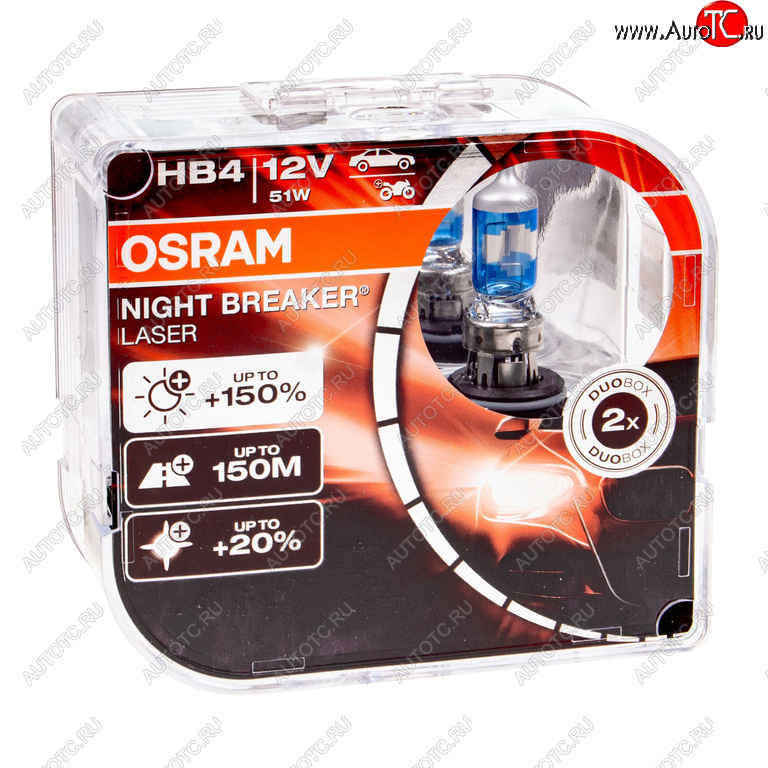 4 199 р. Лампа 12V HB4 51W P22d +150% 3950K бокс (2шт.) Night Breaker Laser OSRAM OSRAM 9006nl2(euro)  с доставкой в г. Керчь