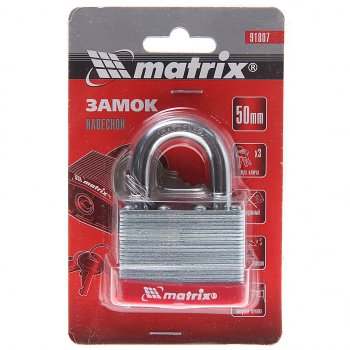 559 р. Замок навесной 50мм MATRIX MATRIX 91807  с доставкой в г. Керчь. Увеличить фотографию 1