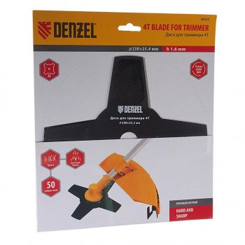 296 р. Диск для триммера 4 лезвия 230х25.4х1.6мм DENZEL DENZEL 96323  с доставкой в г. Керчь. Увеличить фотографию 1