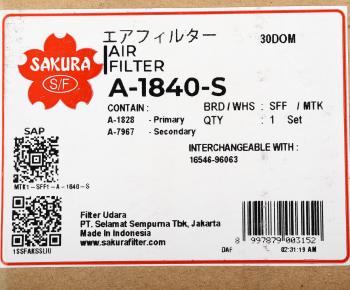 6 999 р. Фильтр воздушный HYUNDAI HL760-7 комплект (внешний A1828 + внутренний A7967) SAKURA SAKURA a1840s  с доставкой в г. Керчь. Увеличить фотографию 8