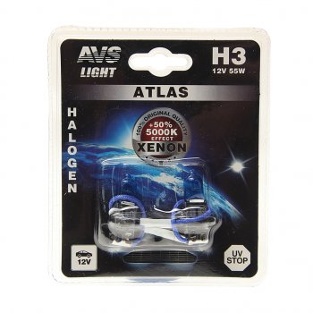 299 р. Лампа 12V H3 55W PK22s блистер (2шт.) AVS AVS a78568s  с доставкой в г. Керчь. Увеличить фотографию 1