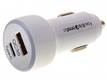 439 р. Устройство зарядное в прикуриватель 1USB + 1 Type C 12V FAISON FAISON a9 white FAISON a9 white  с доставкой в г. Керчь. Увеличить фотографию 1