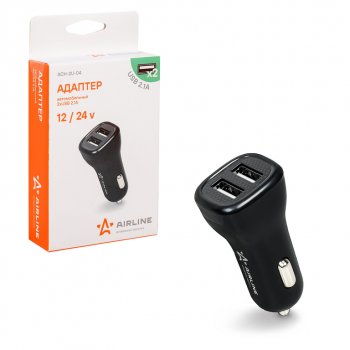 379 р. Устройство зарядное в прикуриватель 2USB 12-24V 2.1А AIRLINE AIRLINE ach-2u-04  с доставкой в г. Керчь. Увеличить фотографию 3