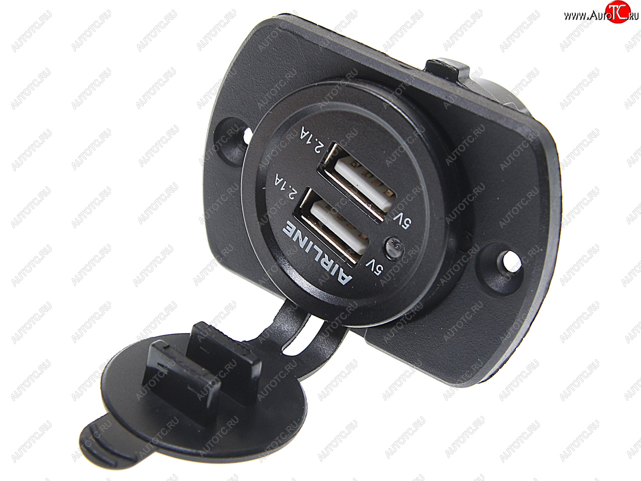 749 р. Розетка автомобильная встраиваемая влагозащищенная 12-24V 2 USB (5V 2.1А+1А) AIRLINE AIRLINE acs-2u-02  с доставкой в г. Керчь