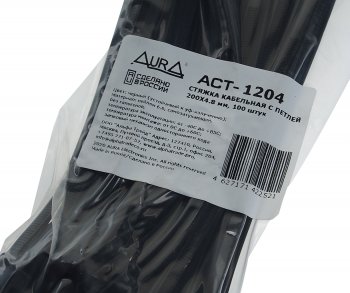 659 р. Хомут-стяжка 200х4.8 нейлон черный (100шт.) AURA AURA act-1204  с доставкой в г. Керчь. Увеличить фотографию 2