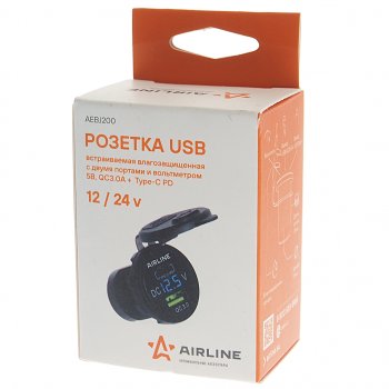 1 339 р. Розетка автомобильная встраиваемая влагозащищенная 12-24V 1 USB + 1 Type C (6.5V 3А + 5V 3А) AIRLINE AIRLINE aebj200  с доставкой в г. Керчь. Увеличить фотографию 4