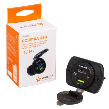 1 339 р. Розетка автомобильная встраиваемая влагозащищенная 12-24V 1 USB + 1 Type C (6.5V 3А + 5V 3А) AIRLINE AIRLINE aebj200  с доставкой в г. Керчь. Увеличить фотографию 5