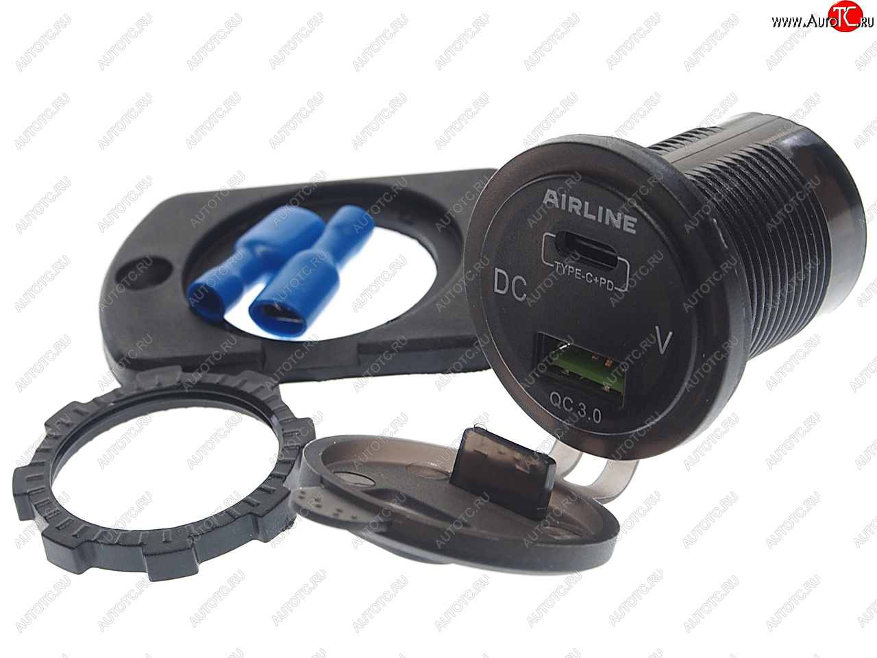 1 339 р. Розетка автомобильная встраиваемая влагозащищенная 12-24V 1 USB + 1 Type C (6.5V 3А + 5V 3А) AIRLINE AIRLINE aebj200  с доставкой в г. Керчь