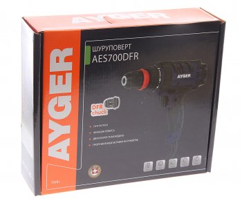 4 399 р. Шуруповерт сетевой 700Вт 22Нм 0-1800обмин. БЗП AYGER AYGER aes700dfr  с доставкой в г. Керчь. Увеличить фотографию 3