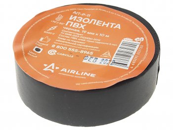48 р. Изолента ПВХ черная 19ммx10м AIRLINE AIRLINE ait-p-11  с доставкой в г. Керчь. Увеличить фотографию 1