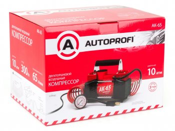 6 999 р. Компрессор автомобильный 65лмин. 10 атм. 12V 300W (поршневой, 2-х цилиндровый, сумка) AUTOPROFI AUTOPROFI ak-65  с доставкой в г. Керчь. Увеличить фотографию 3