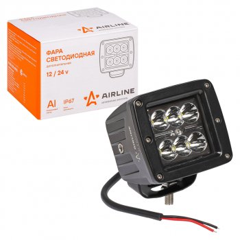 1 129 р. Фара рабочего света 82х75х75мм 18Вт 6LED (направленный свет) квадратная AIRLINE AIRLINE aled009  с доставкой в г. Керчь. Увеличить фотографию 4
