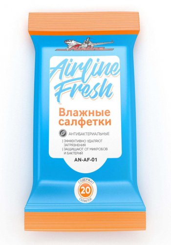 48 р. Салфетка влажная антибактериальная 18х15см в мягкой упаковке 20шт. AIRLINE AIRLINE an-af-01  с доставкой в г. Керчь. Увеличить фотографию 2