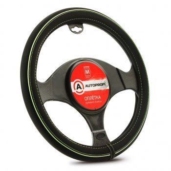1 159 р. Оплетка руля (M) 37-39см черно-зеленая нубук AUTOPROFI AUTOPROFI ap-2020 bkgreen (m)  с доставкой в г. Керчь. Увеличить фотографию 1